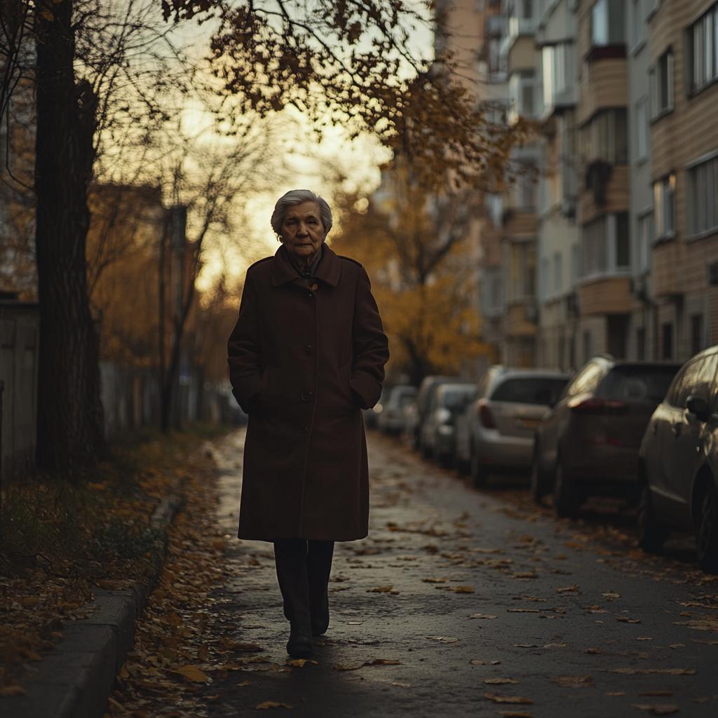 Une femme marchant dans une rue | Source : Midjourney