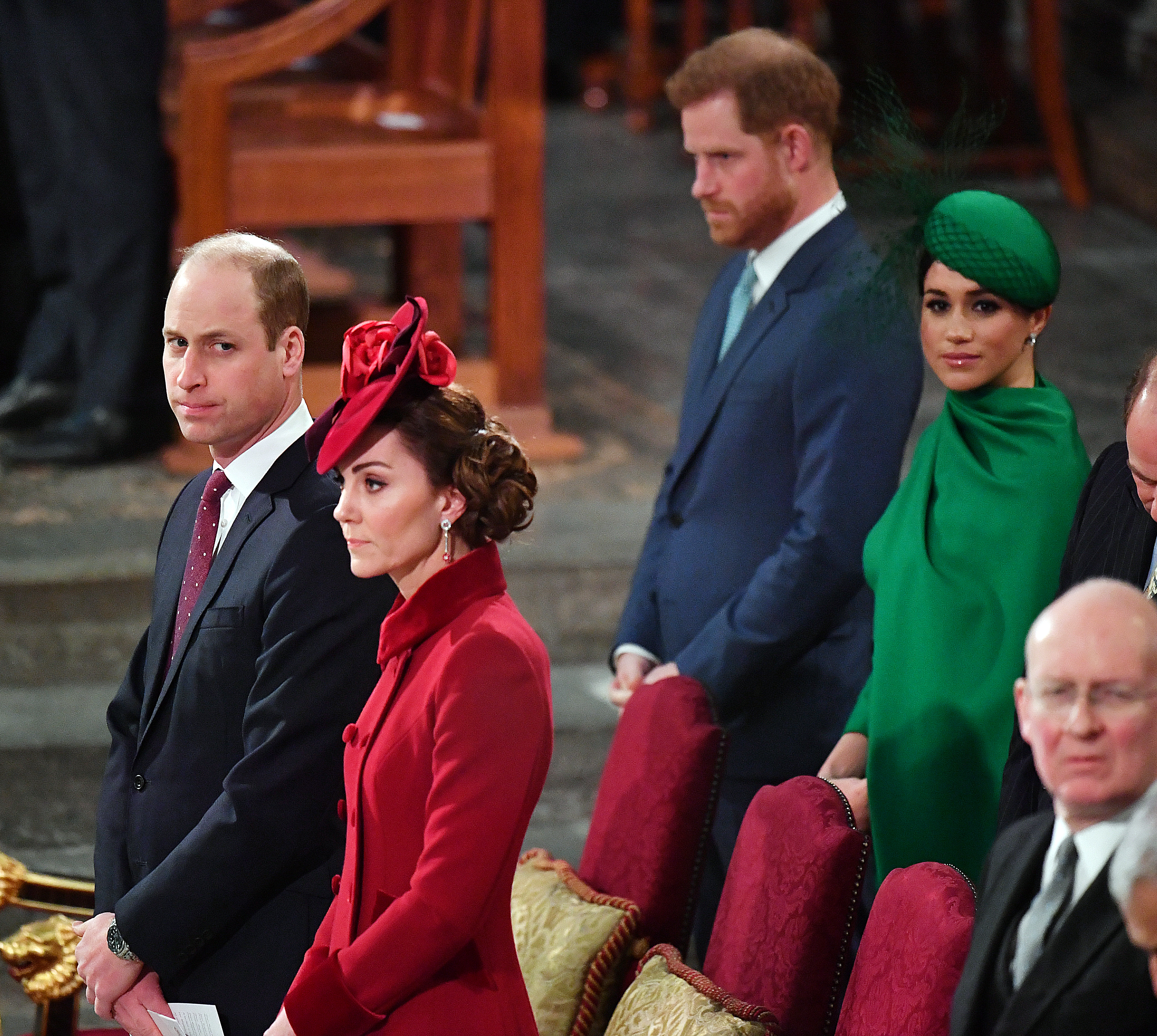 Le prince William, la princesse Catherine, le prince Harry et Meghan Markle lors du service de la Journée du Commonwealth 2020, le 9 mars 2020 à Londres, en Angleterre | Source : Getty Images
