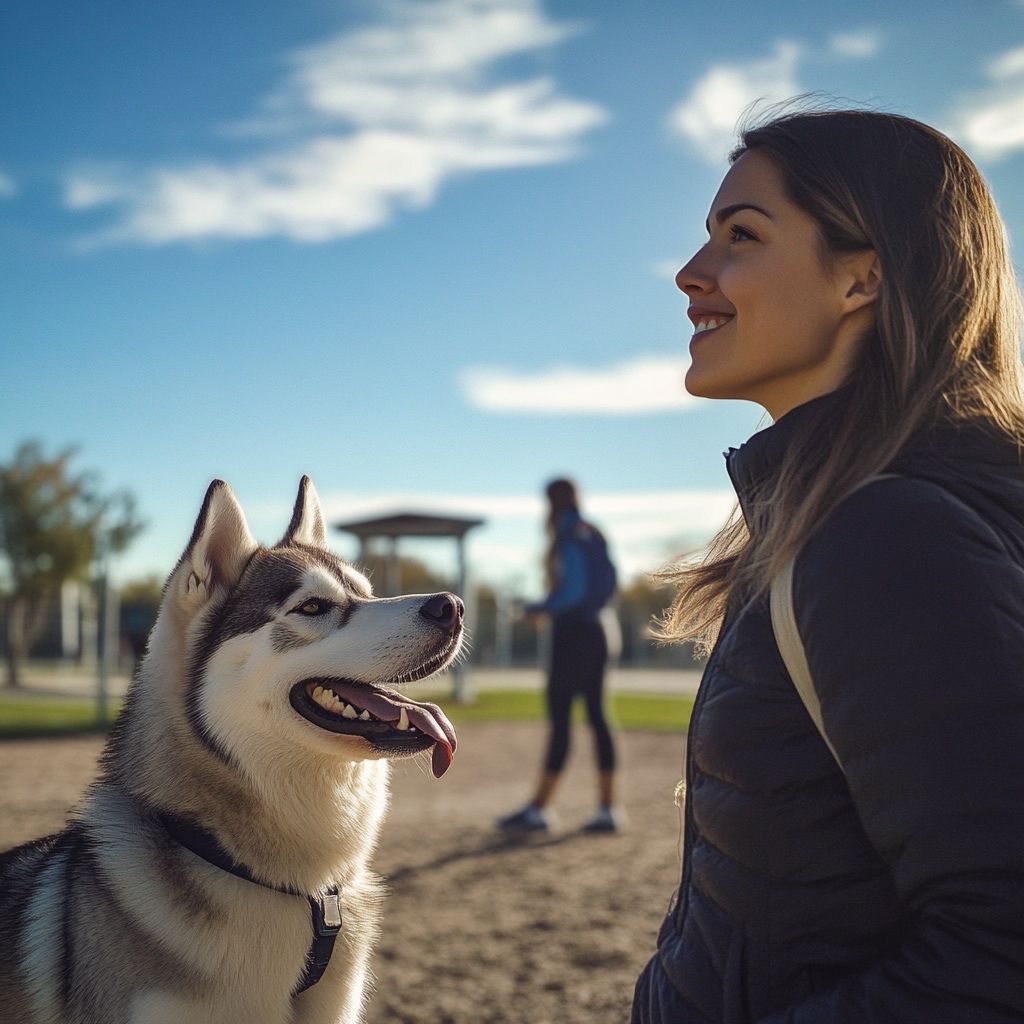 Une femme et son chien dans un parc pour chiens | Source : Midjourney