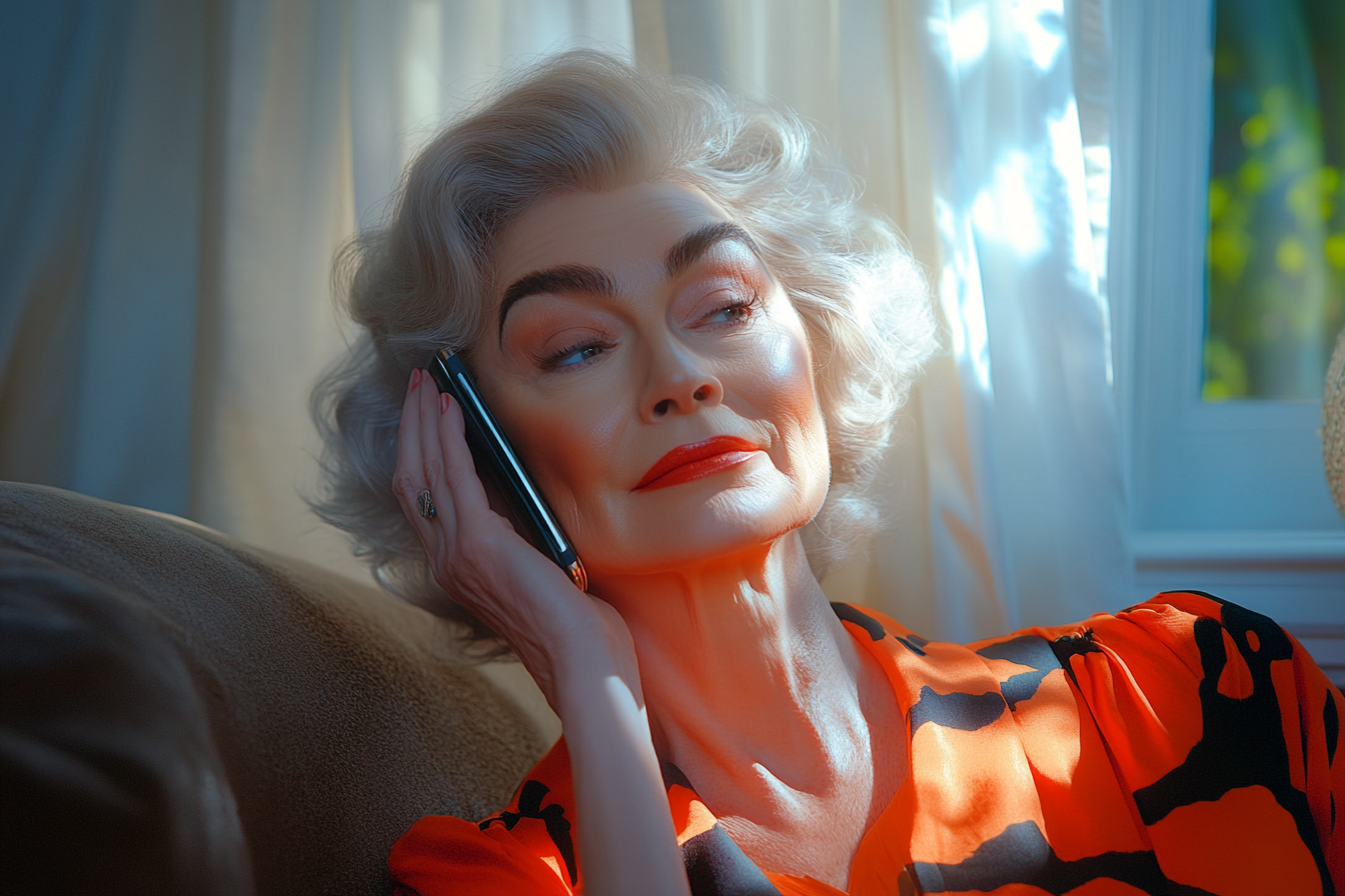 Une femme âgée qui parle au téléphone | Source : Midjourney