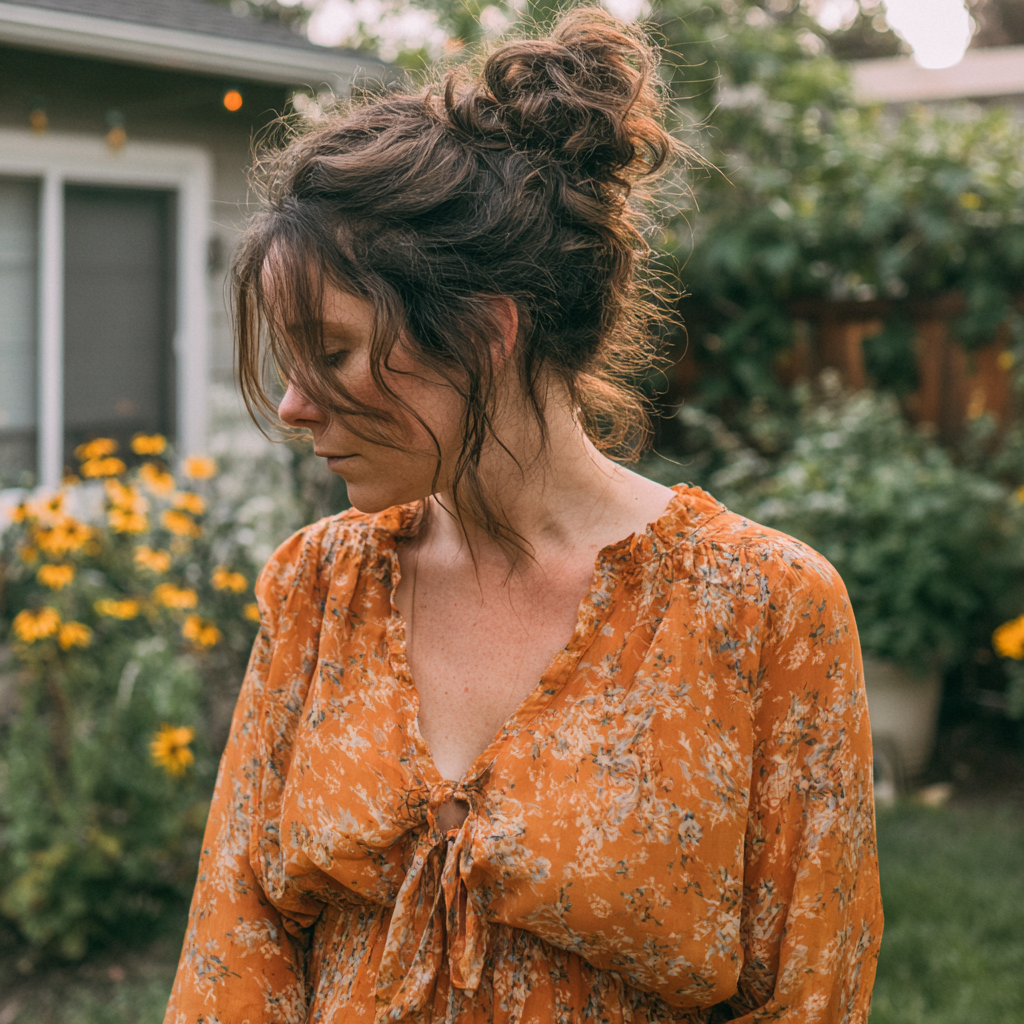 Une femme contrariée portant une robe à fleurs | Source : Midjourney