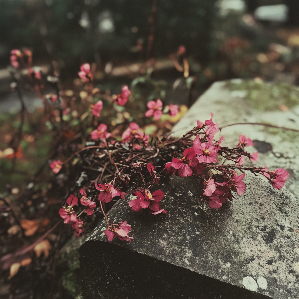 Fleurs sur une tombe | Source : Midjourney