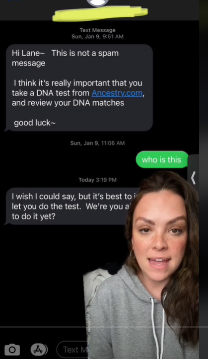 Capture d'écran du message qu'elle a reçu pour la première fois | Source : TikTok/laneiscool14
