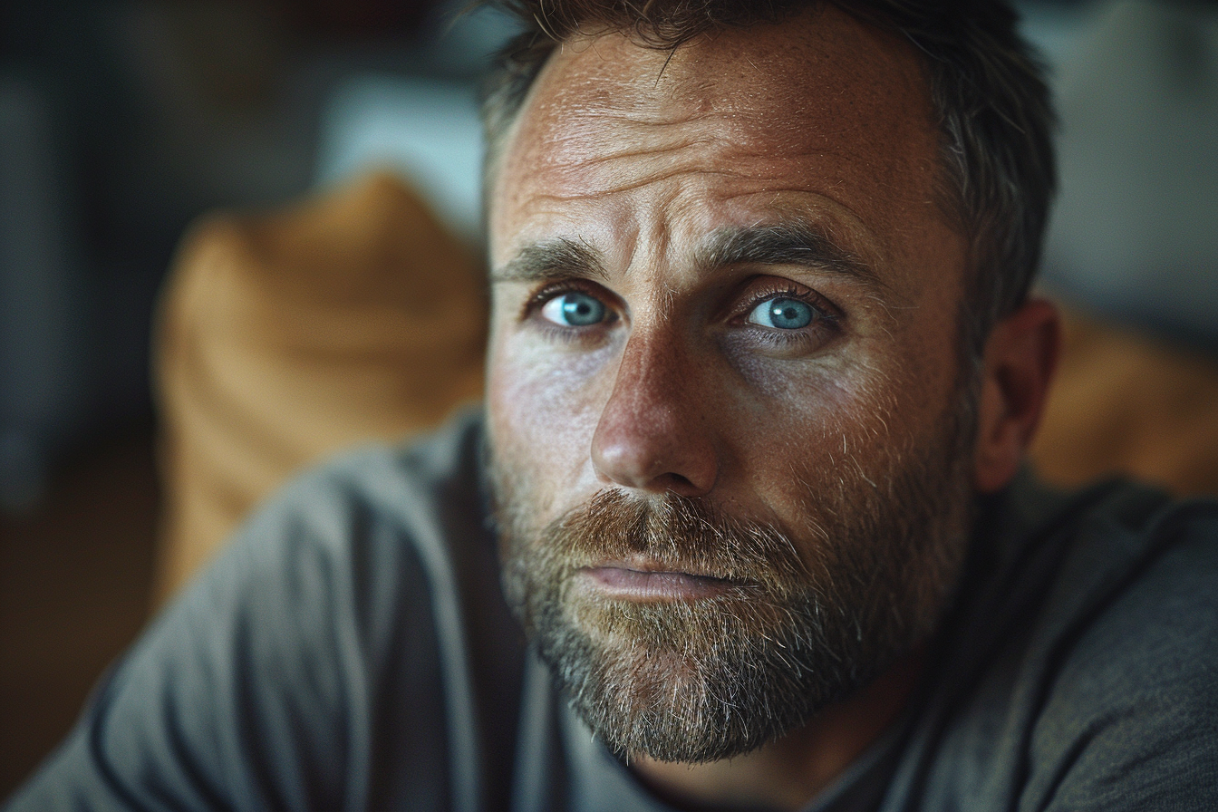 Un homme assis dans sa chambre | Source : Midjourney