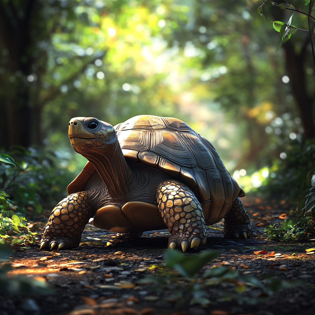 Une tortue dans une forêt | Source : Midjourney