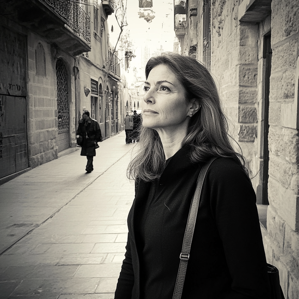 Une femme marchant dans une rue | Source : Midjourney