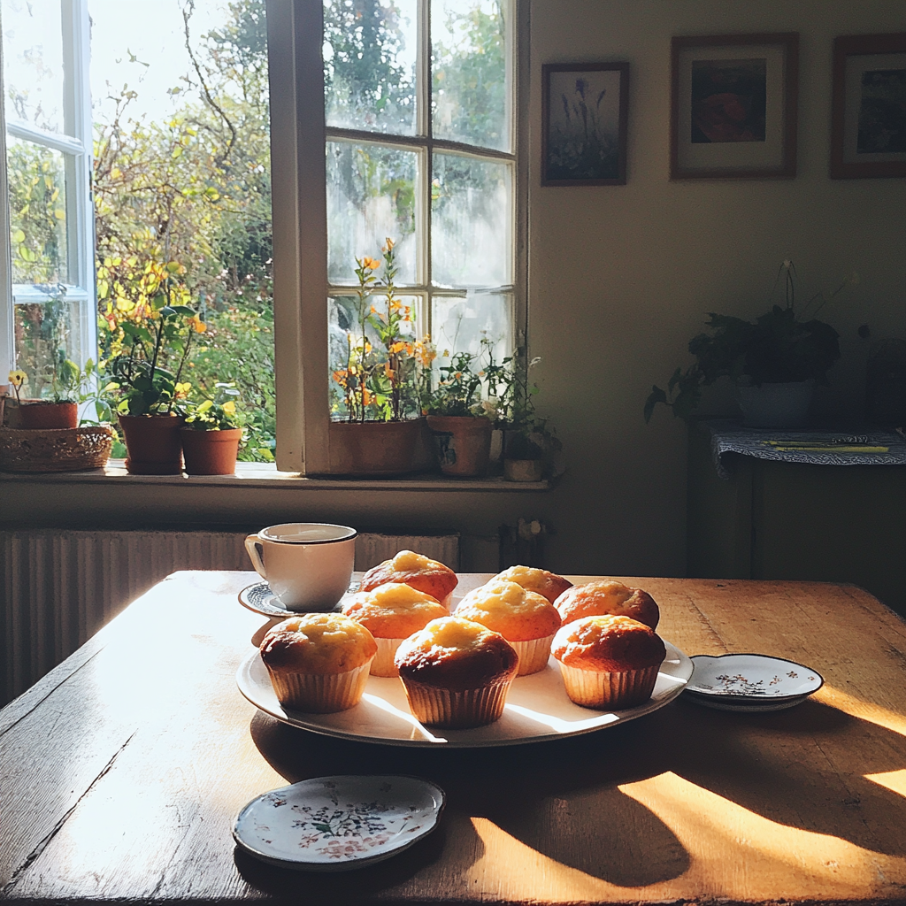 Muffins sur une table | Source : Midjourney