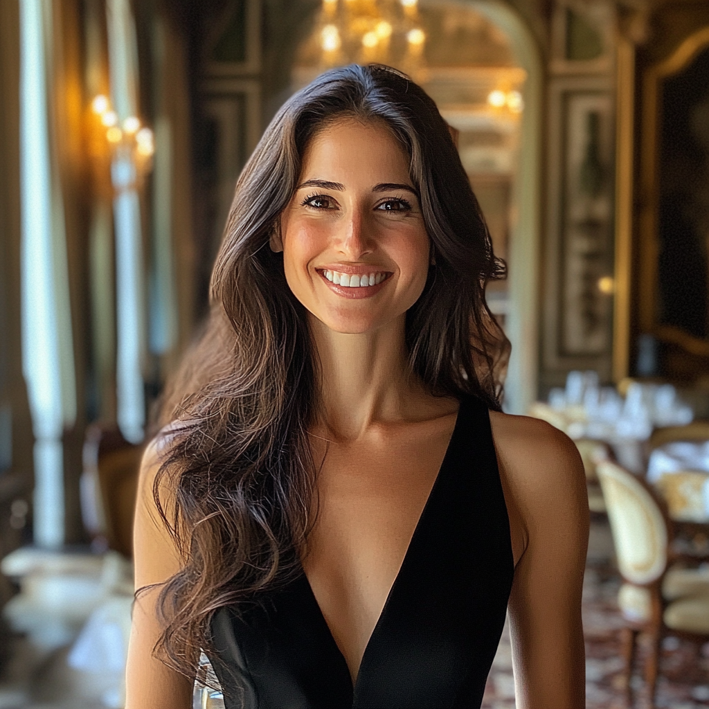 A smiling woman at a wedding | Source: Midjourney