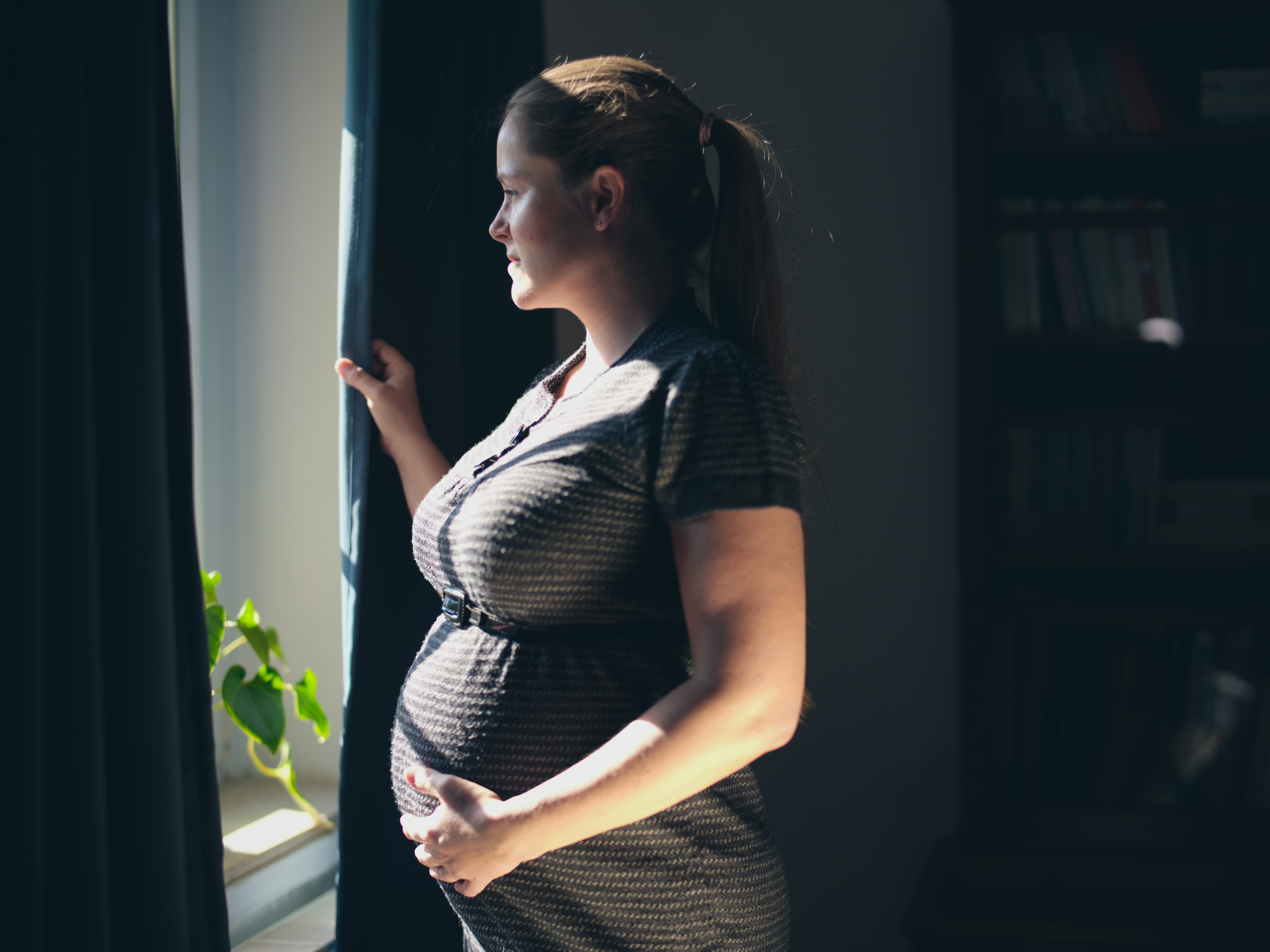 Une femme enceinte qui regarde par la fenêtre | Source : Shutterstock