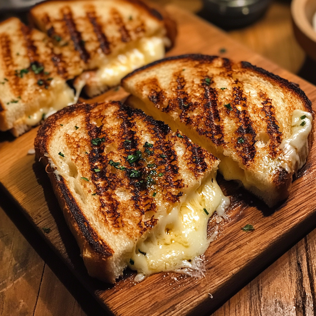 Sandwichs au fromage grillé sur une planche | Source : Midjourney