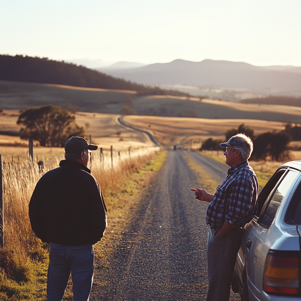 Un agriculteur discute avec un conducteur | Source : Midjourney