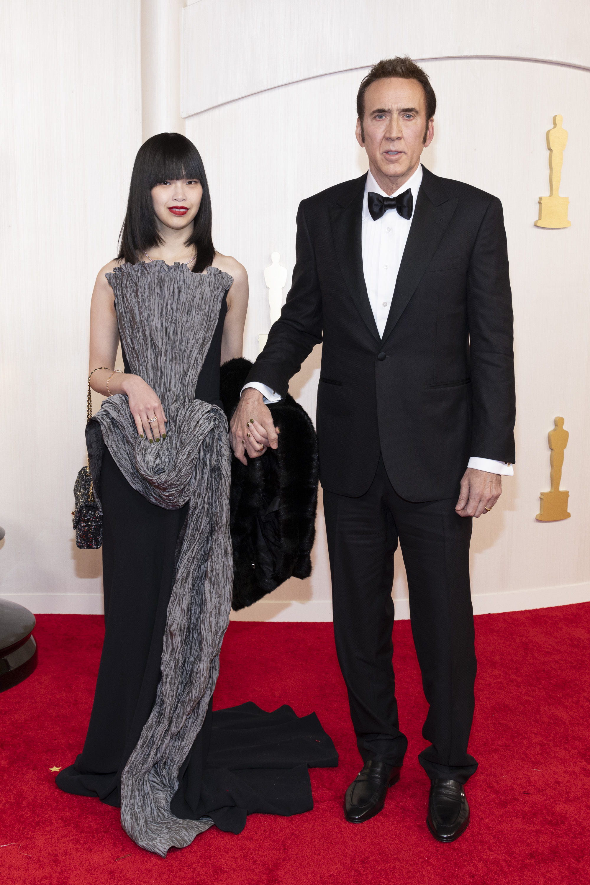 Riko Shibata et Nicolas Cage lors de la 96e cérémonie des Oscars, le 10 mars 2024. | Source : Getty Images