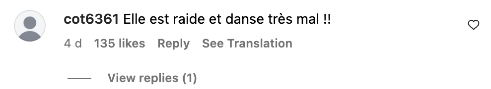 Commentaire d'un internaute sur la prestation de Sophie Davant | Source : Instagram/DALS