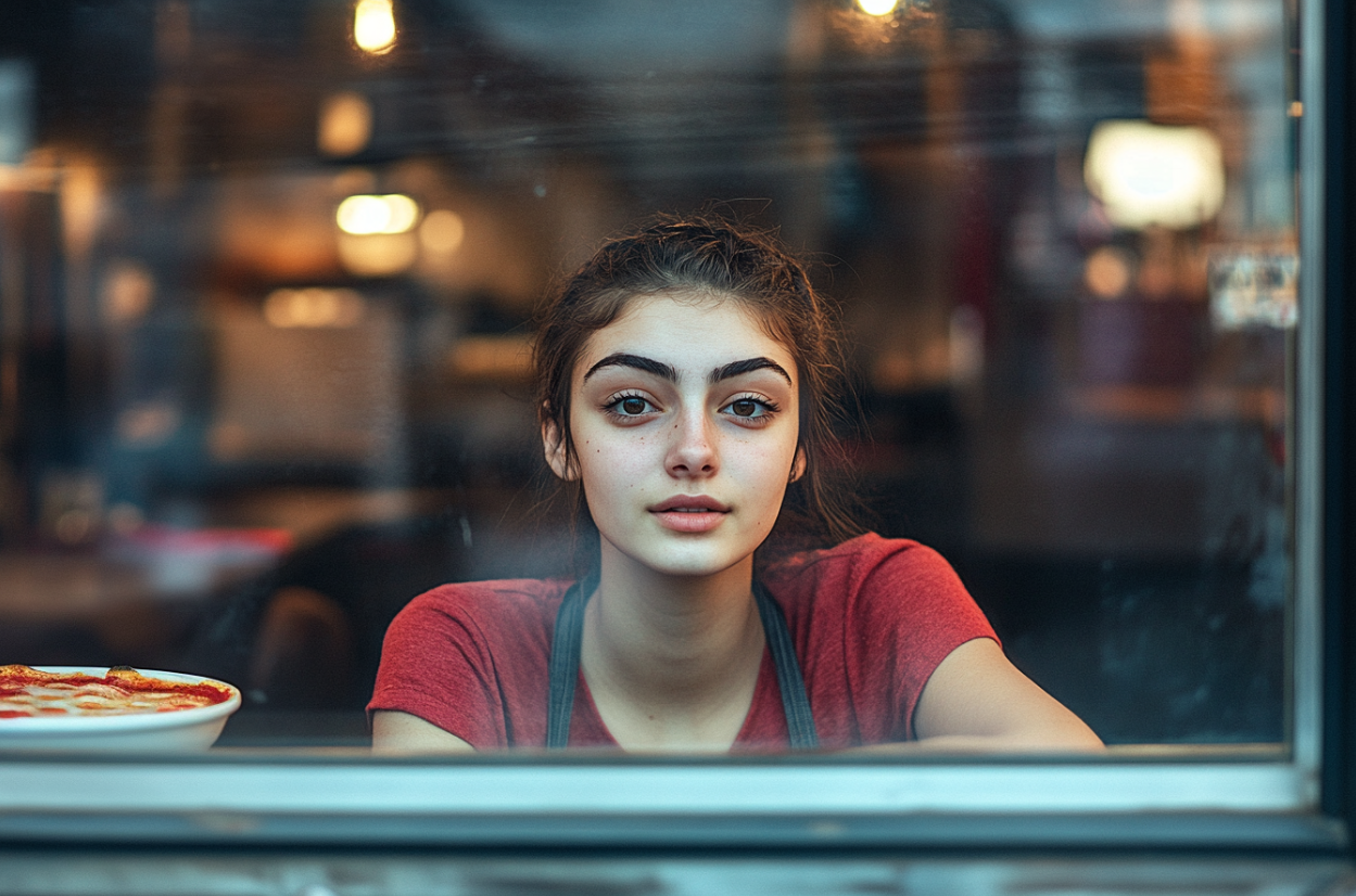 Une femme qui regarde à travers une fenêtre | Source : Midjourney