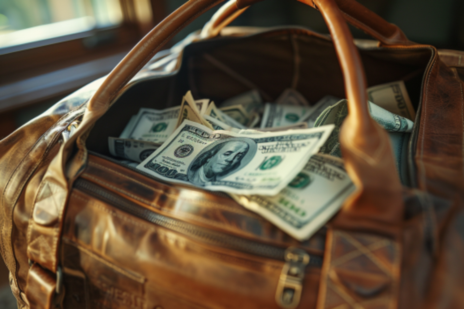 Des liasses de billets dans un sac | Source : Midjourney