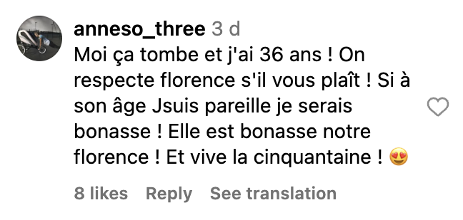 Commentaire d'une internaute sur le look de Florence Foresti | Source : capture Facebook