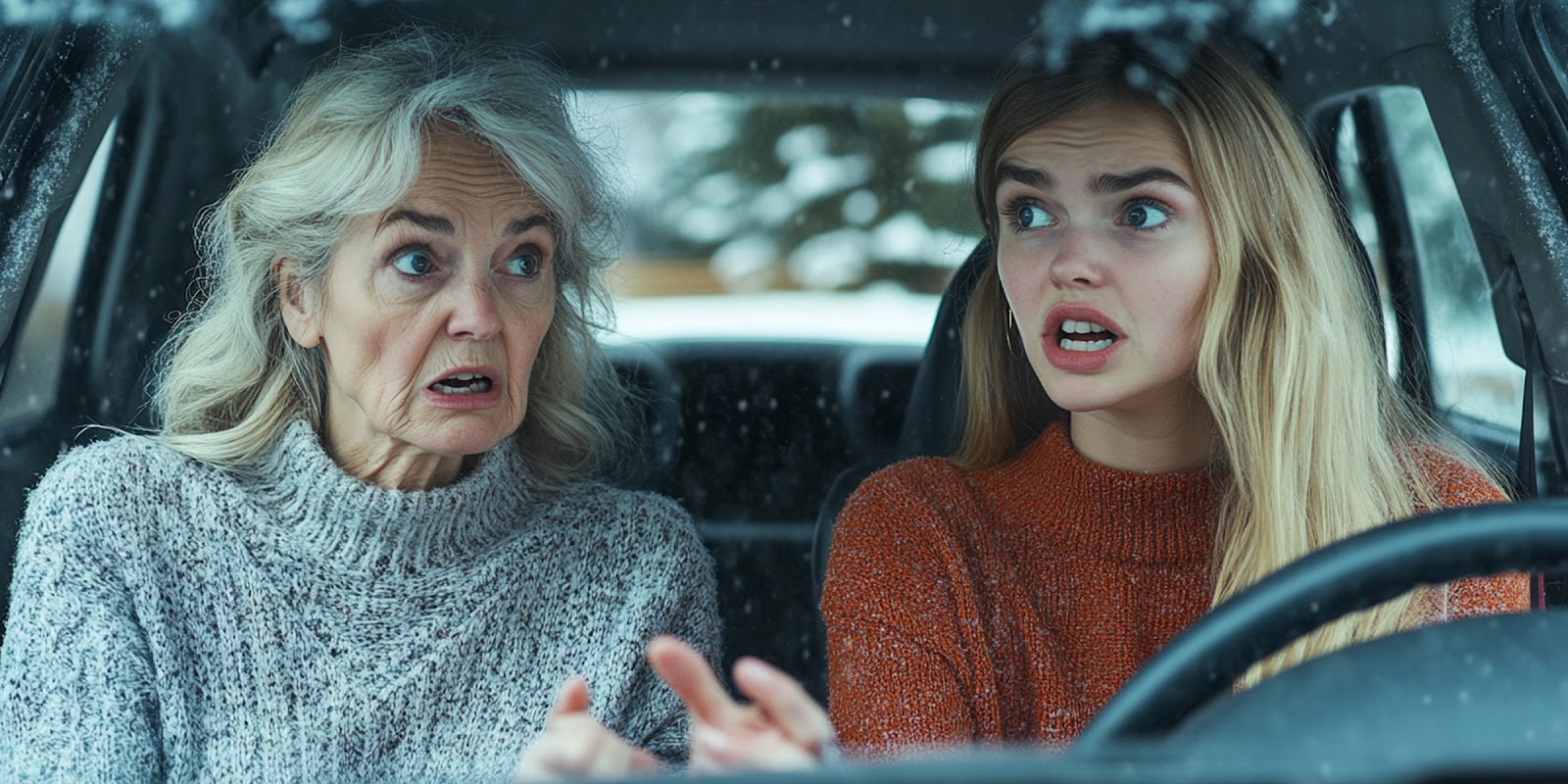 Une femme d'âge moyen et une jeune femme dans une voiture | Source : Midjourney