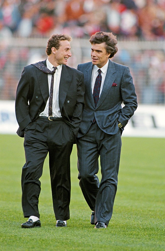 Berard Tapie et Jean- Pierre Papin en avril 1990. Photo : Getty Images 