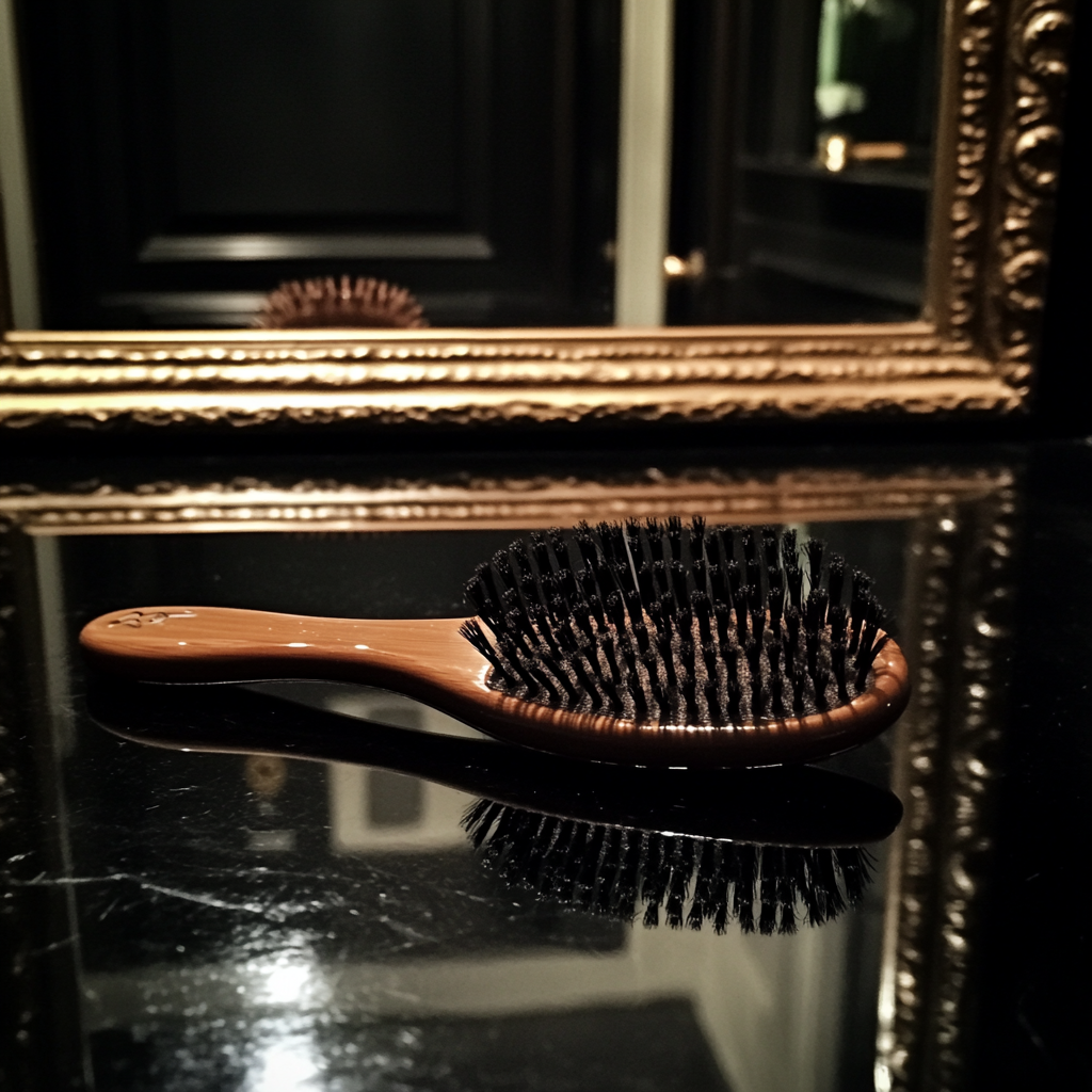 Une brosse à cheveux sur une coiffeuse | Source : Midjourney