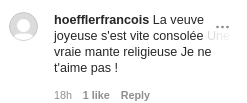 Capture d’écran d'un commentaire de la publication de Laeticia Hallyday. | Source : Instagram/lhallyday