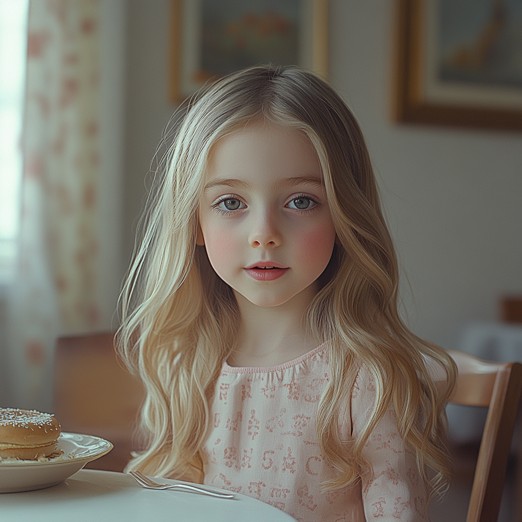 Une fille assise pour le petit déjeuner | Source : Midjourney