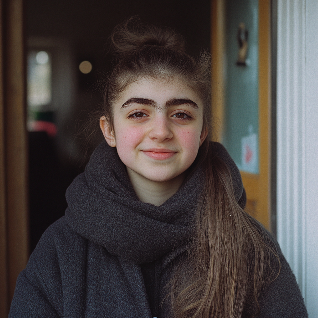 Une jeune femme heureuse quittant la maison de son voisin | Source : Midjourney