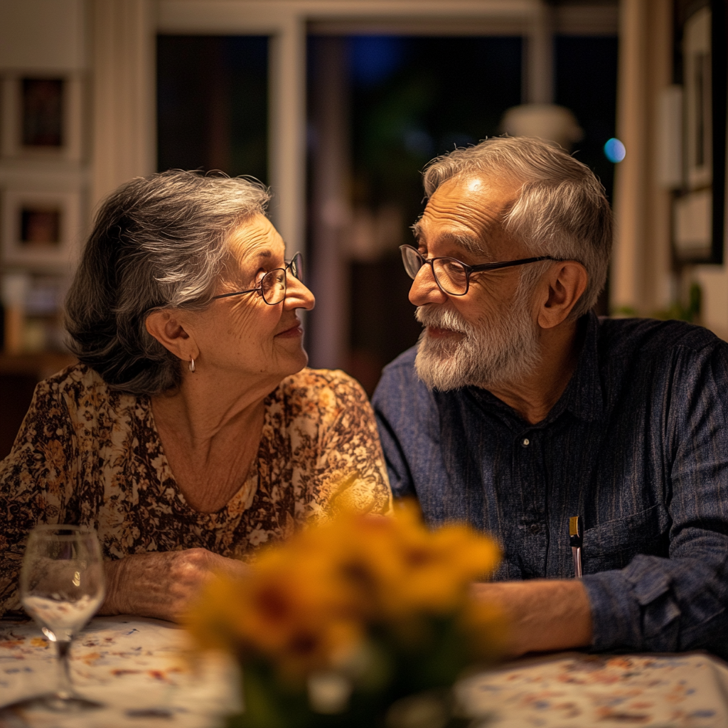 Couple de seniors en pleine conversation | Source : Midjourney