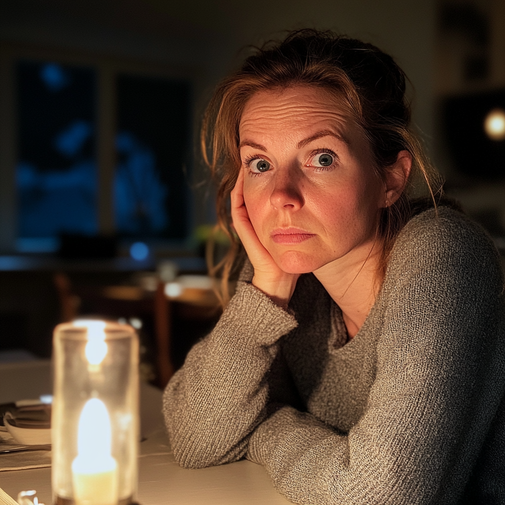 Une femme assise à une table | Source : Midjourney