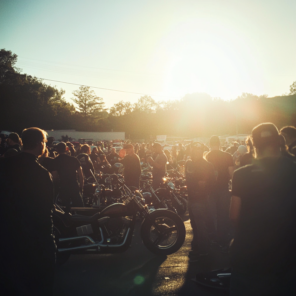 Une foule lors d'une rencontre de motards | Source : Midjourney