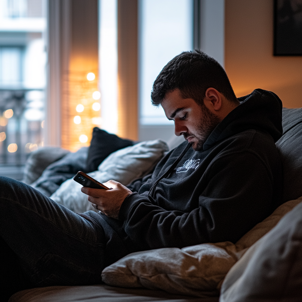 Un homme qui s'ennuie sur son téléphone | Source : Midjourney