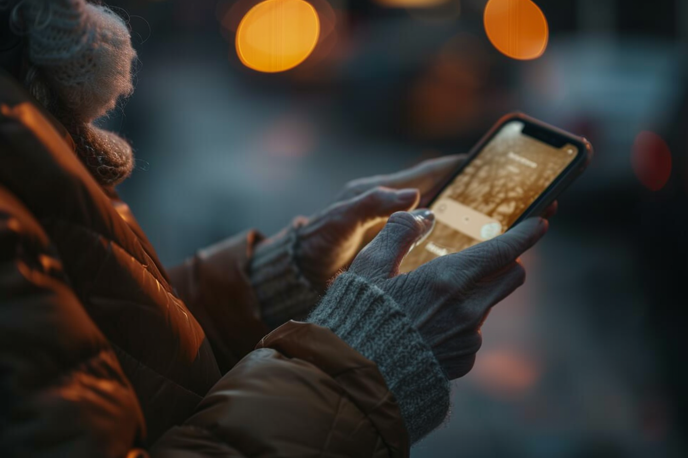 Une femme âgée tenant un smartphone | Source : Midjourney