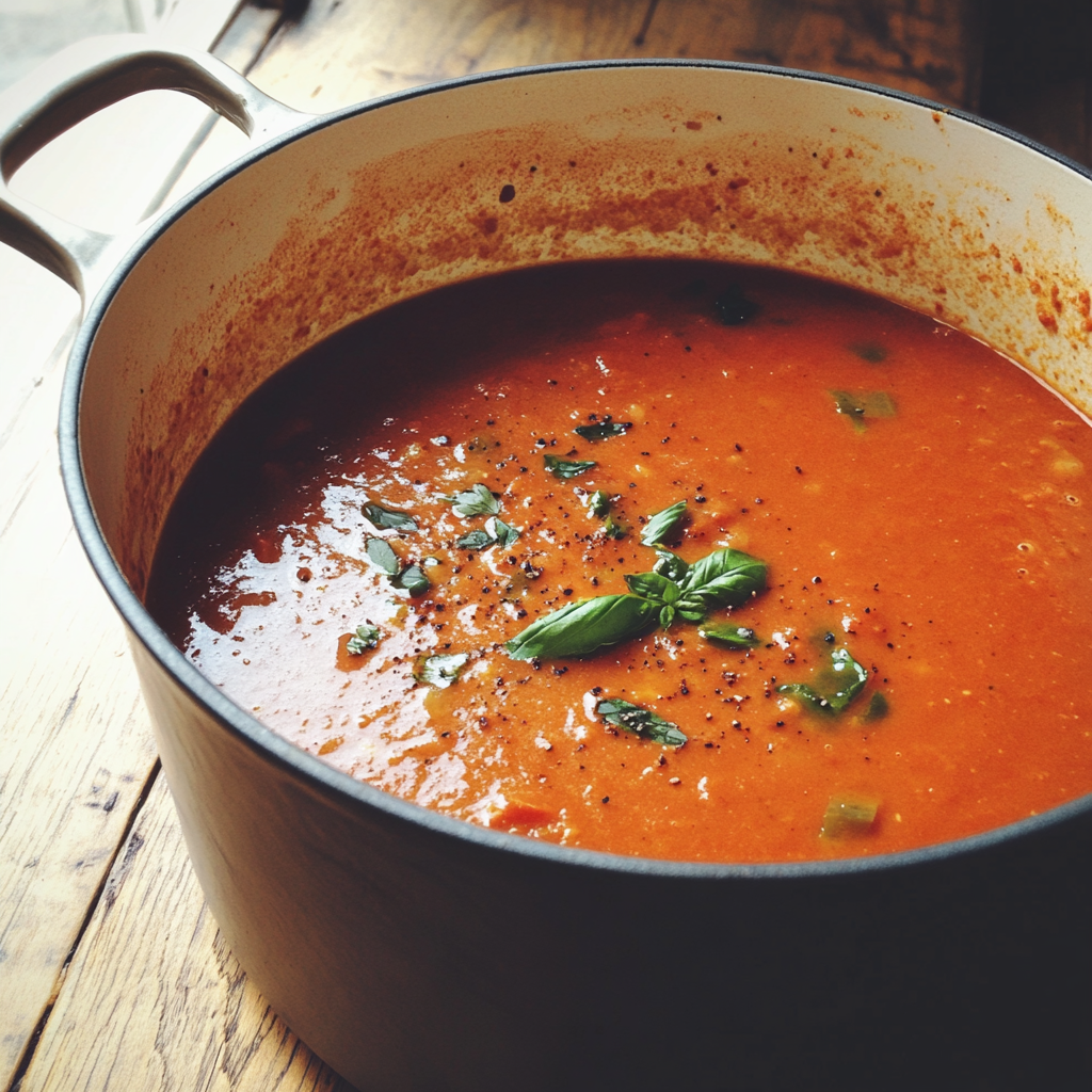 Une marmite de soupe à la tomate | Source : Midjourney