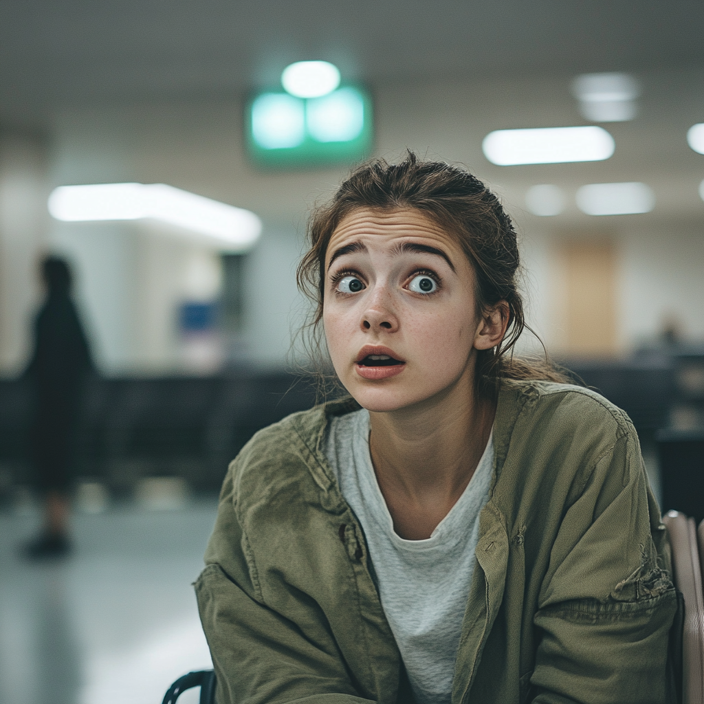 Une femme choquée dans la salle d'attente d'un hôpital | Source : Midjourney