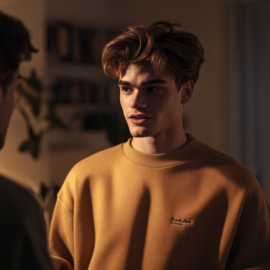 Un jeune homme qui parle à un autre homme | Source : Midjourney