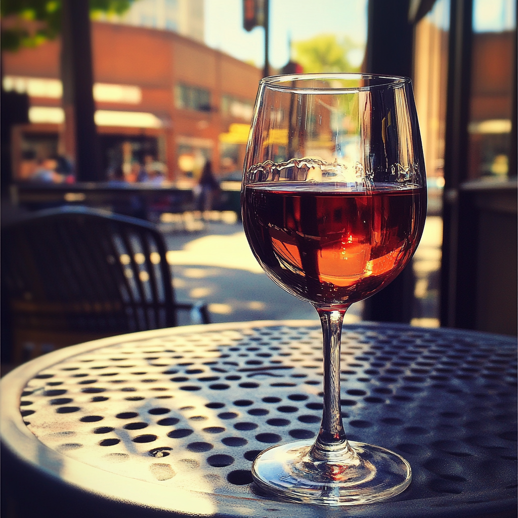 Un verre de vin sur une table | Source : Midjourney