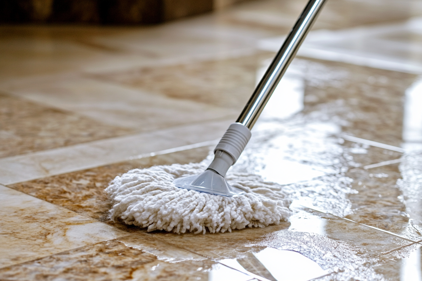 A mop on a marble floor | Source: Midjourney