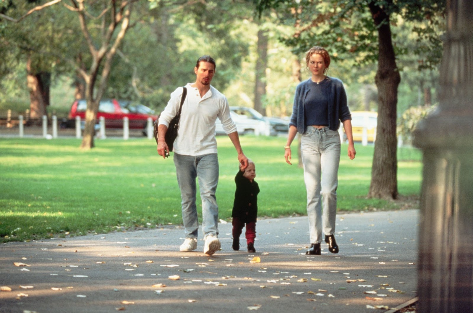 Tom Cruise et Nicole Kidman avec leur fille à Central Park, New York, en 1994. | Source : Getty Images