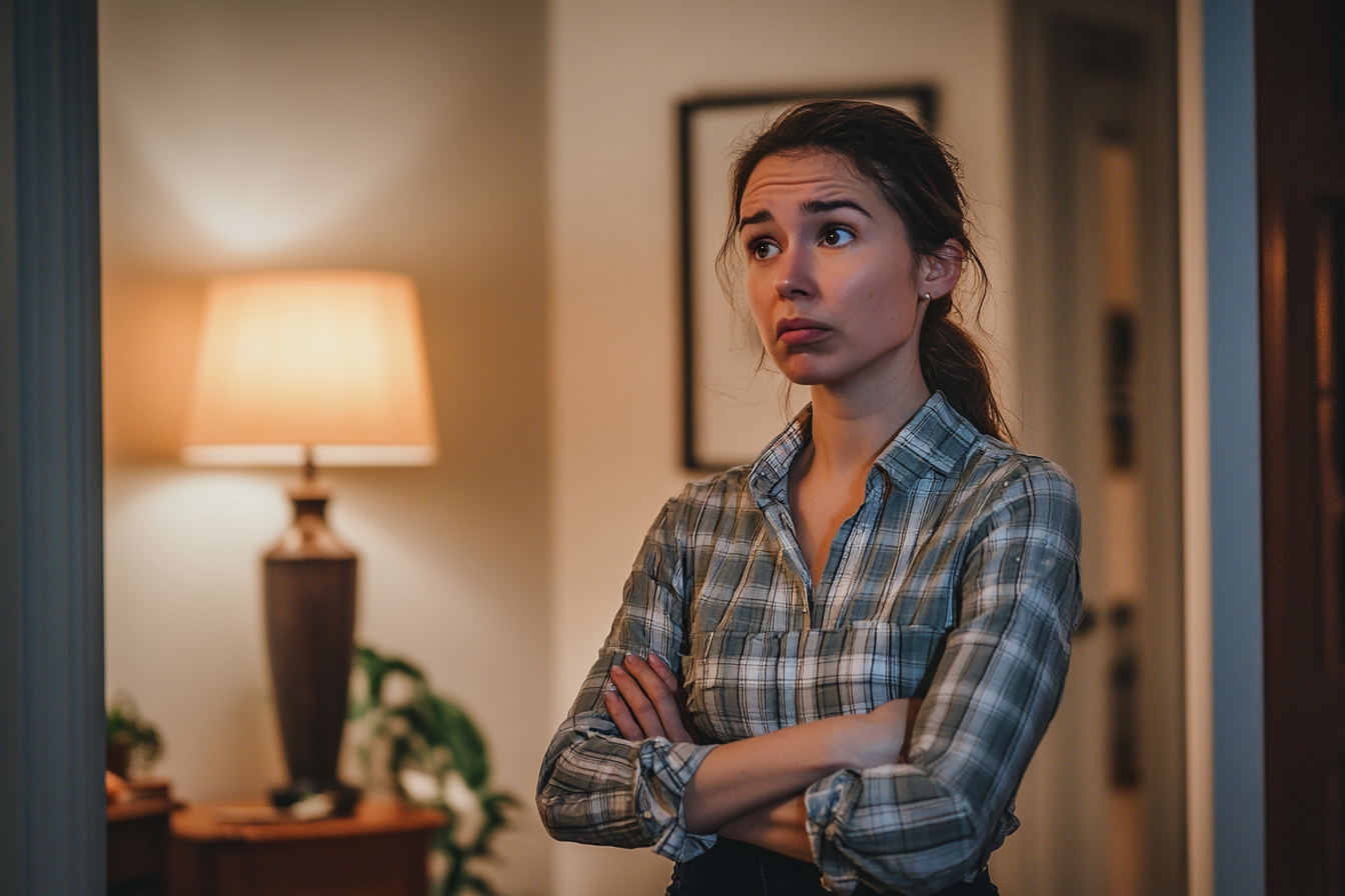 Une femme qui regarde devant elle avec inquiétude | Source : Midjourney