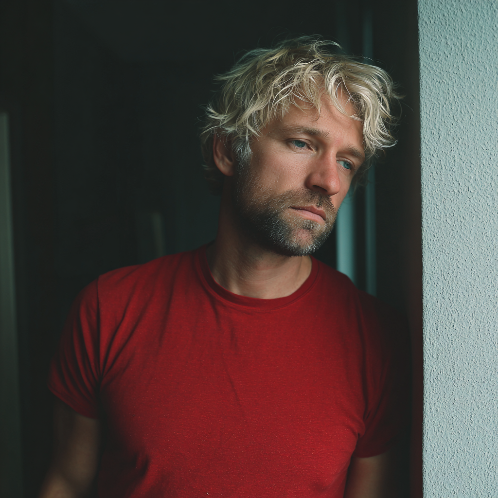 Un homme adossé à un mur | Source : Midjourney