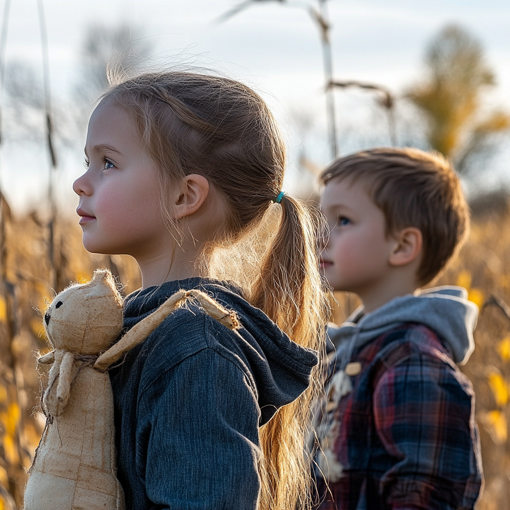 Deux enfants qui écoutent | Source : Midjourney