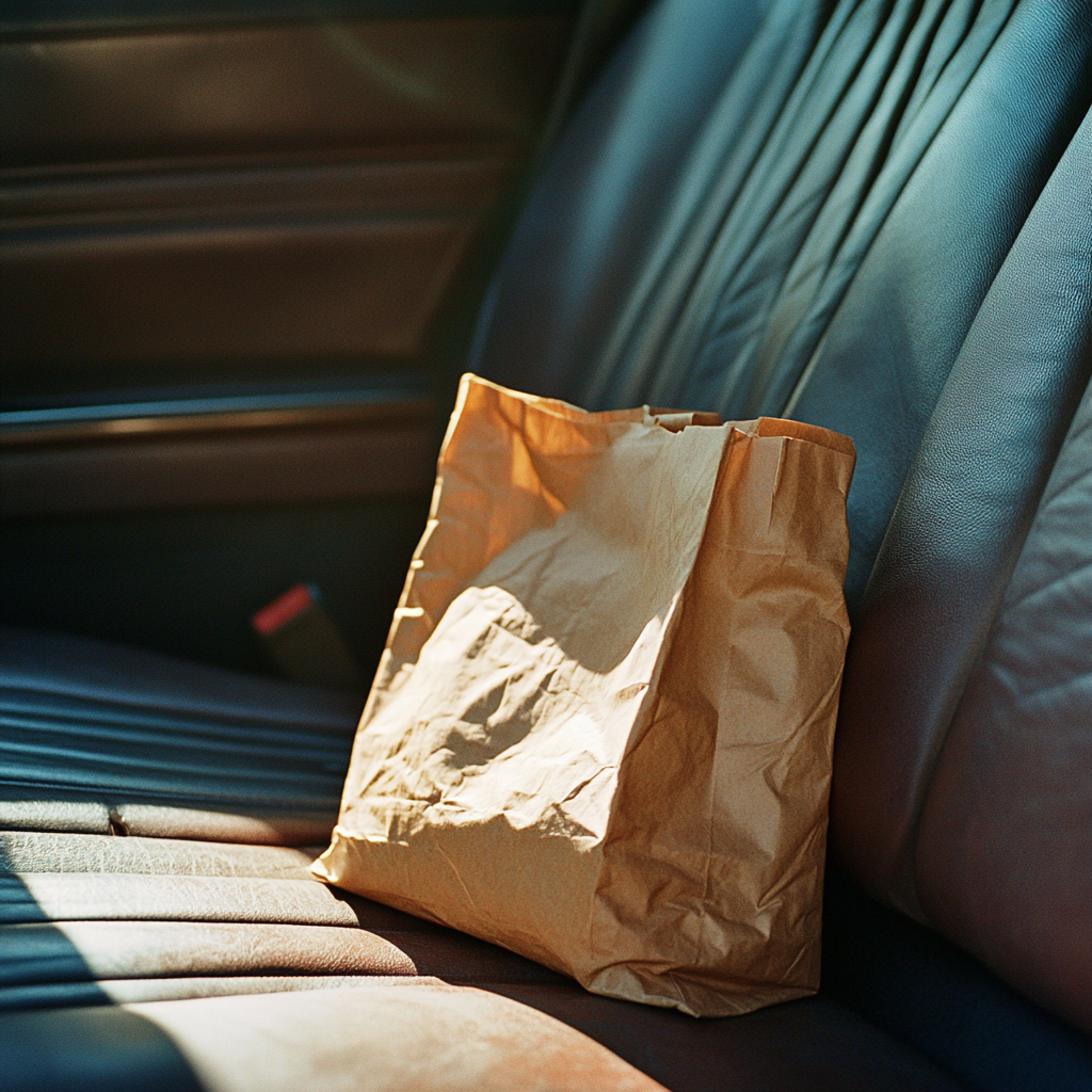 Un sac brun dans une voiture | Source : Midjourney