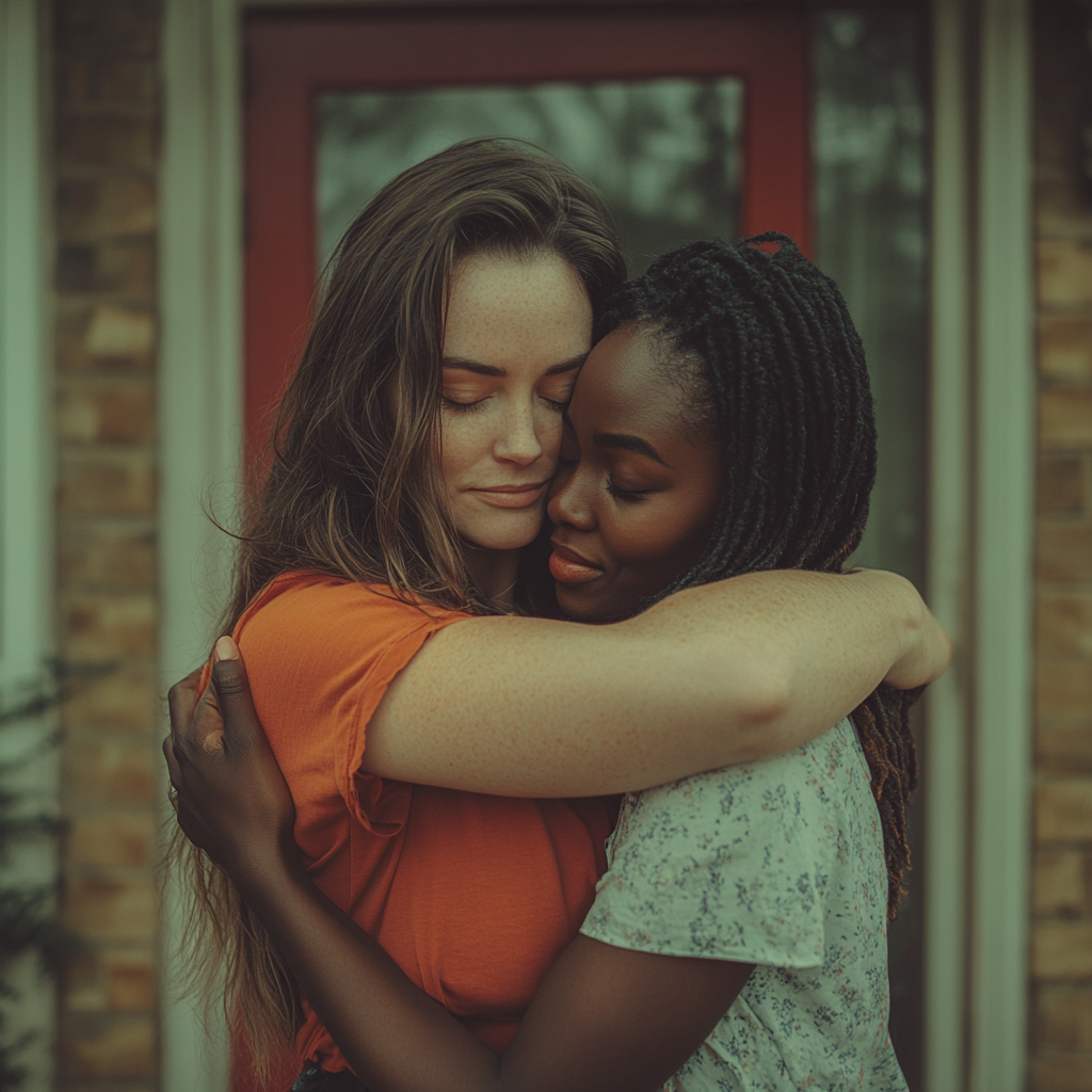 Deux femmes qui s'embrassent | Source : Midjourney