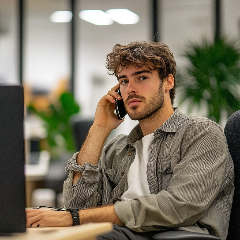 Un homme qui parle au téléphone | Source : Midjourney