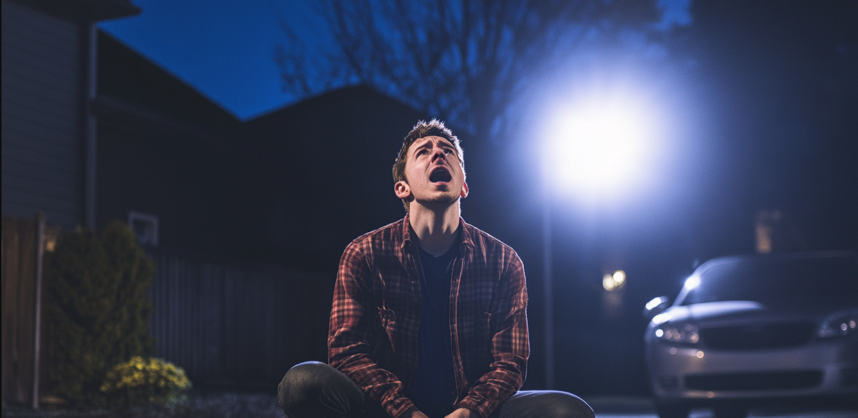 Un homme émotif dans une allée | Source : Midjourney