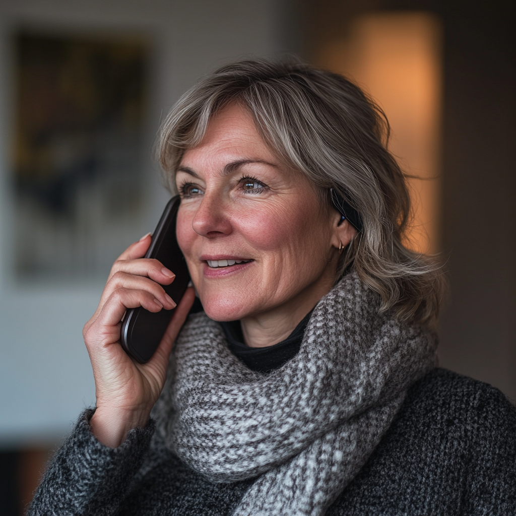 Une femme d'âge moyen qui parle au téléphone | Source : Midjourney