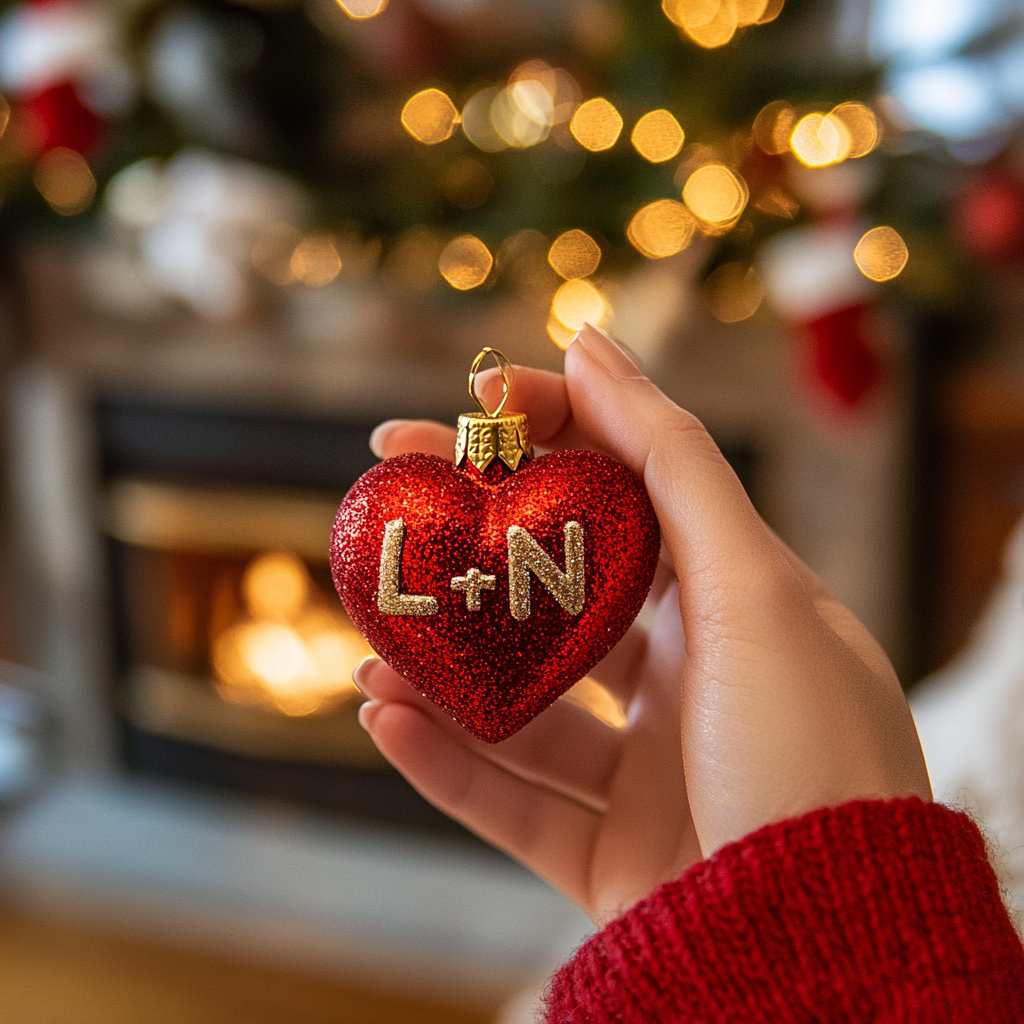 Une femme tenant une décoration de Noël | Source : Midjourney