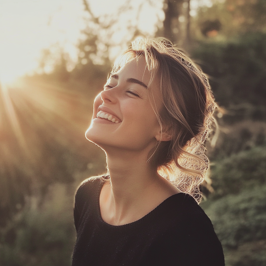 Une jeune femme qui rit | Source : Midjourney