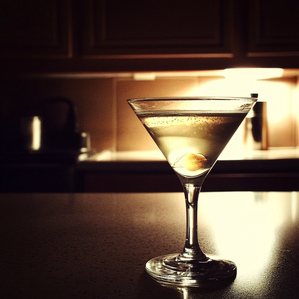 Un martini sur un comptoir | Source : Midjourney