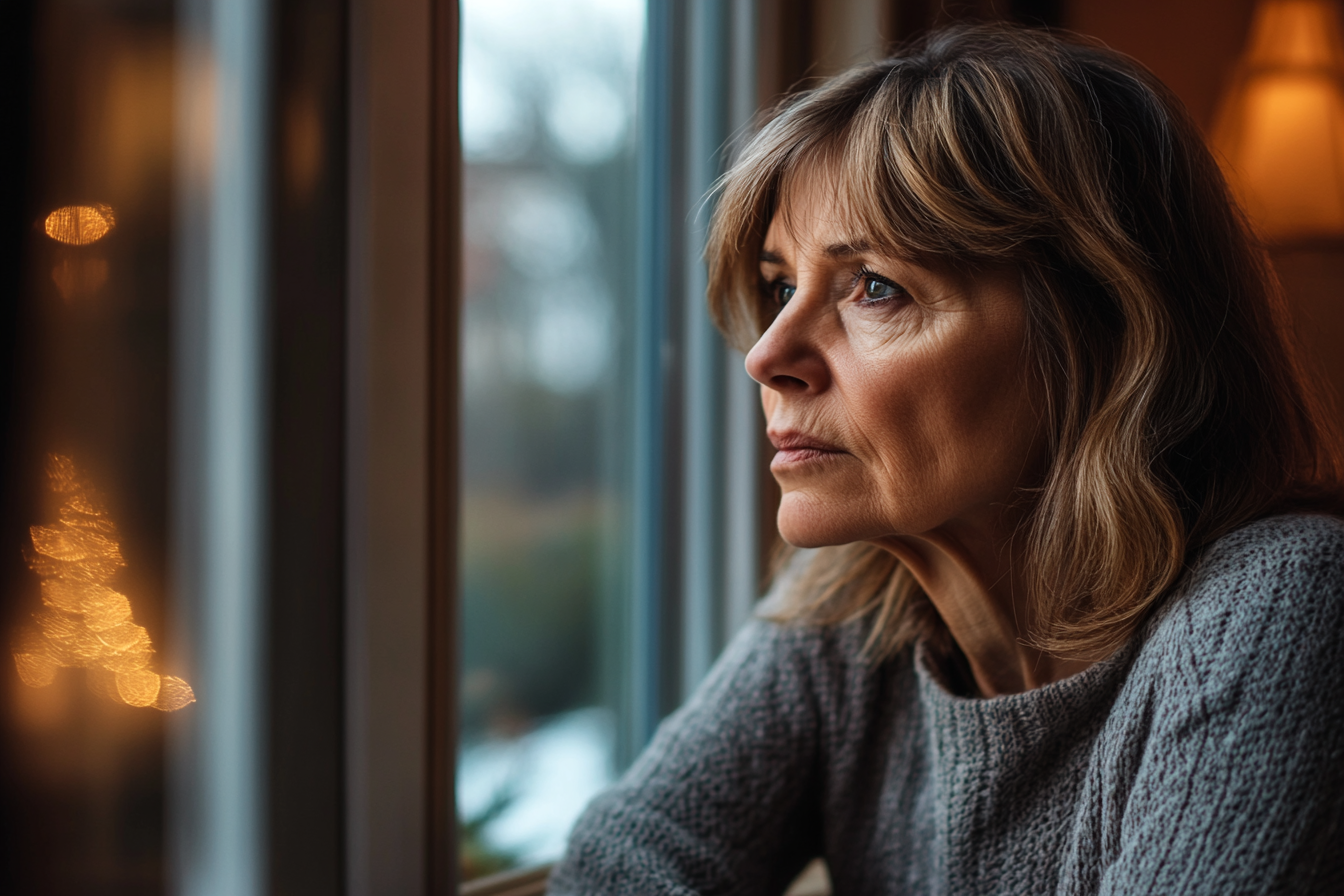 Une femme qui regarde par la fenêtre | Source : Midjourney