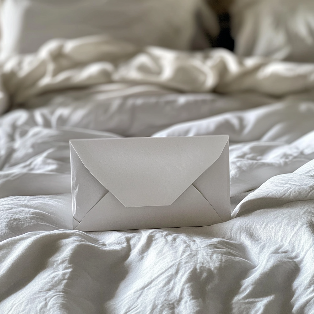 L'enveloppe sur le lit | Source : Midjourney